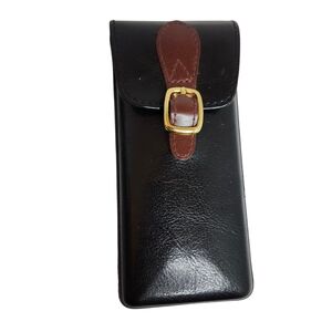 Vintage Jeun Bang Black Leather Eye Glass Case 6" × 2 3/4"× 1 1/4" Lined